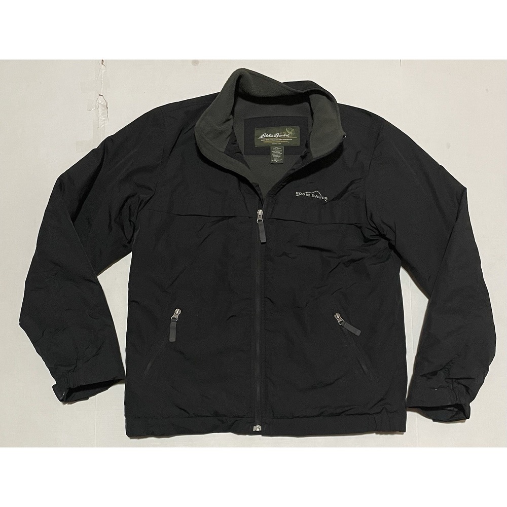 Eddie‎ Bauer Mens Size Small Fleece Sherpa Lined Nylon Full Zip Black Thermore